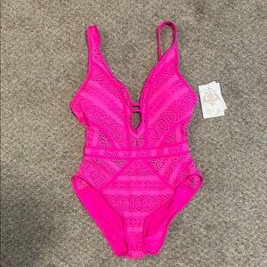 Vibrant Pink Lace Swimsuit